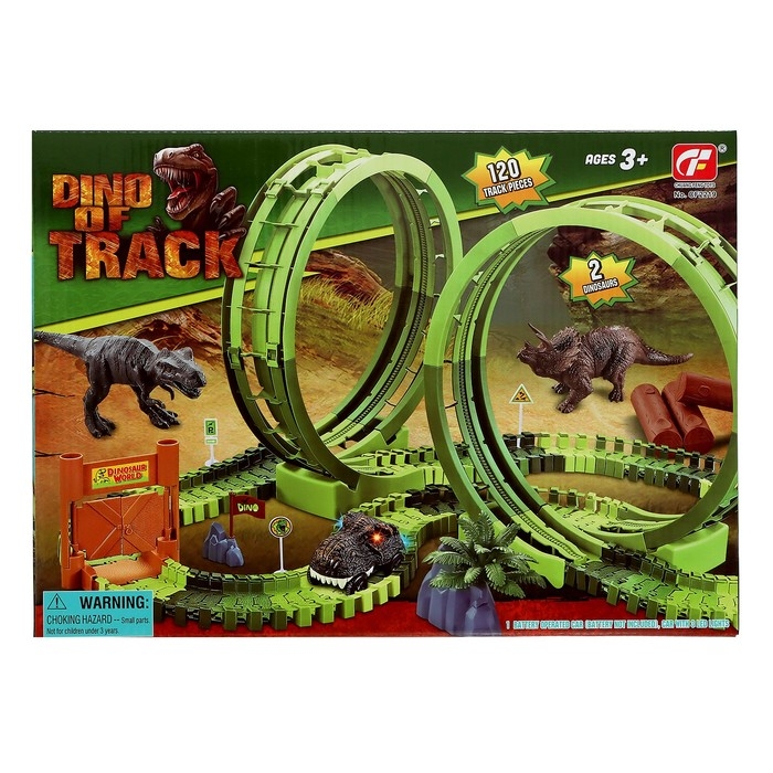 Гибкий автотрек «Дино», мёртвая петля, световые эффекты, работает от батареек Гибкий автотрек «Дино», мёртвая петля, световые эффекты, работает от батареек
