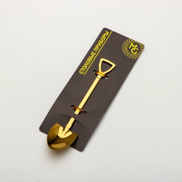 Ложка десертная из нержавеющей стали Magistro «Лопата», длина 12 см, цвет золотой Ложка десертная из нержавеющей стали Magistro «Лопата», длина 12 см, цвет золотой