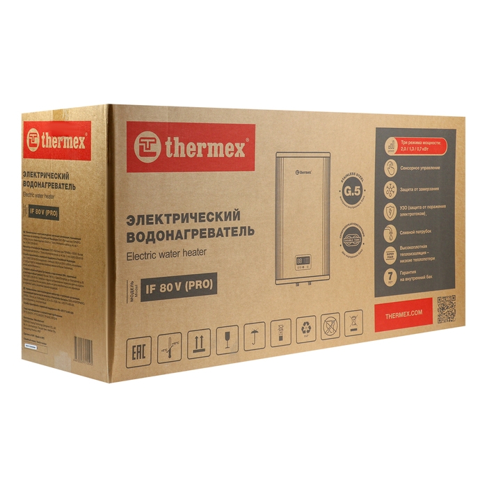 Водонагреватель THERMEX IF 80 V (pro), накопительный, плоский, нерж. сталь, 80 л, 2000 Вт Водонагреватель THERMEX IF 80 V (pro), накопительный, плоский, нерж. сталь, 80 л, 2000 Вт