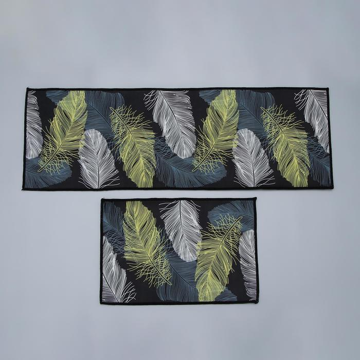 Коврики для дома Доляна «Перья», 2 шт: 40×60, 40×121 см