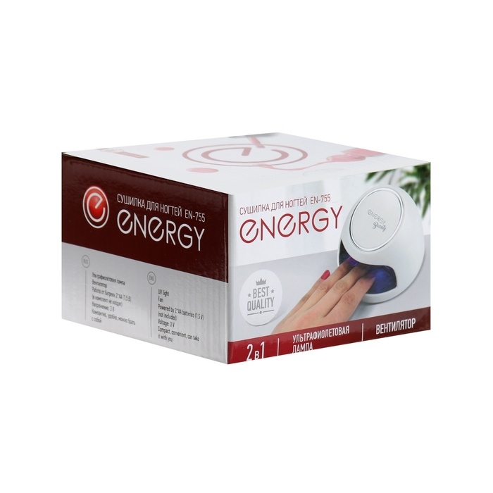 Лампа для гель-лака ENERGY Beauty EN-755, UV, 1 лампа, вентилятор, белая Лампа для гель-лака ENERGY Beauty EN-755, UV, 1 лампа, вентилятор, белая