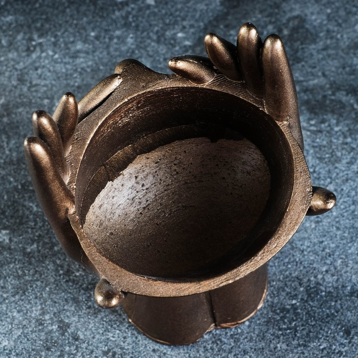 Кашпо - органайзер  Кашпо - органайзер "Мечты в руках" бронза, 13х20,5х13,5см