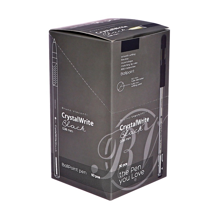 РУЧКА РУЧКА "CrystalWrite" ШАРИКОВАЯ, 0.38 ММ, ЧЕРНАЯ