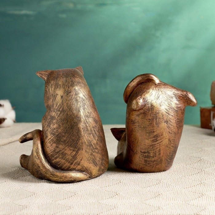 Держатель-подставка для книг  Держатель-подставка для книг "Два кота" набор, бронза, 15см