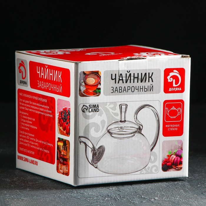 Чайник стеклянный заварочный с металлическим ситом Доляна «Элегия», 800 мл Чайник стеклянный заварочный с металлическим ситом Доляна «Элегия», 800 мл