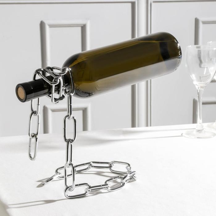Подставка для бутылки Доляна «Цепь», 18×12×20 см, цвет хром Подставка для бутылки Доляна «Цепь», 18×12×20 см, цвет хром