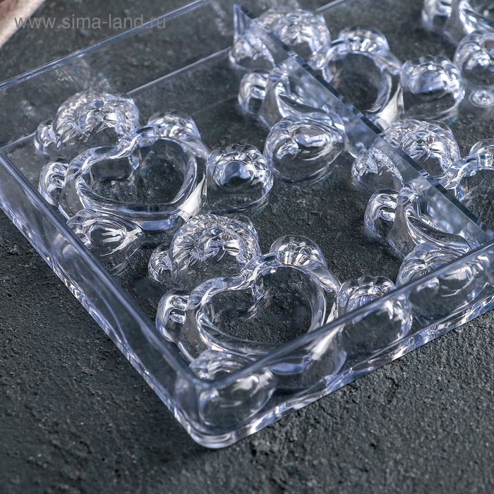 Форма конфет и шоколада «Влюблённые мишки», 28×14 см, 8 ячеек, цвет прозрачный