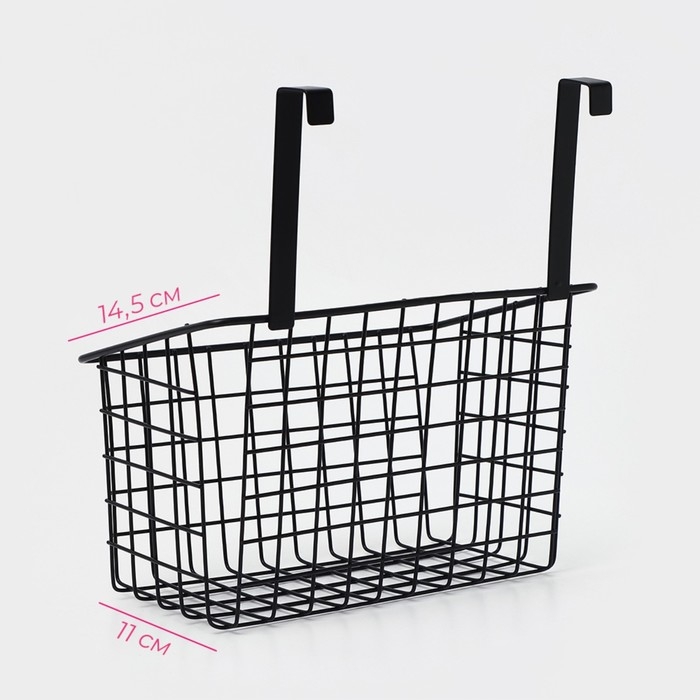 Корзина подвесная на шкаф или дверцу Доляна, 26×13,5×17 см, цвет чёрный
