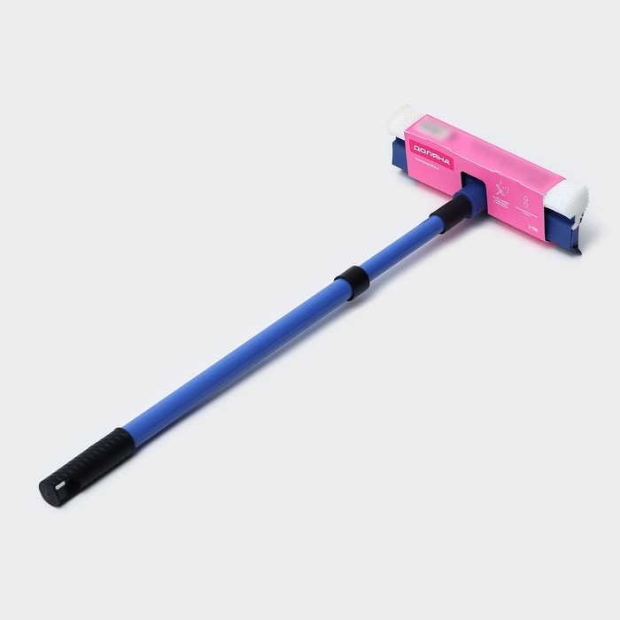 Щётка для окон Доляна, телескопическая ручка 49(75) см, водосгон 20 см, насадка поролон 20 см, цвет синий Щётка для окон Доляна, телескопическая ручка 49(75) см, водосгон 20 см, насадка поролон 20 см, цвет синий