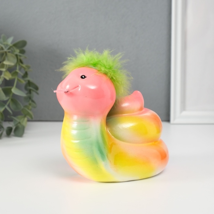 Копилка керамика Копилка керамика "Цветная змейка с пушистой причёской" 10,5х13,9х12,3 см