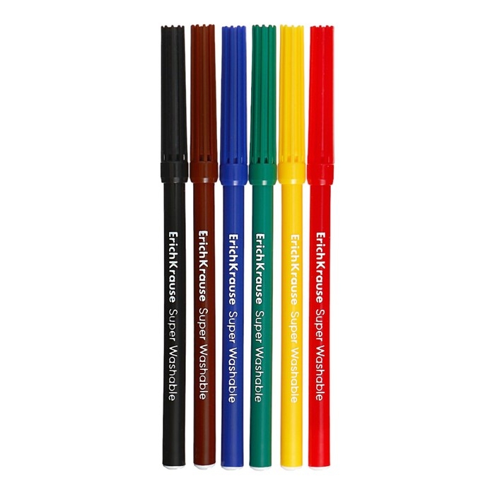 Фломастеры 6 цветов, ErichKrause,  Фломастеры 6 цветов, ErichKrause, "Safari Ultra Washable" микс