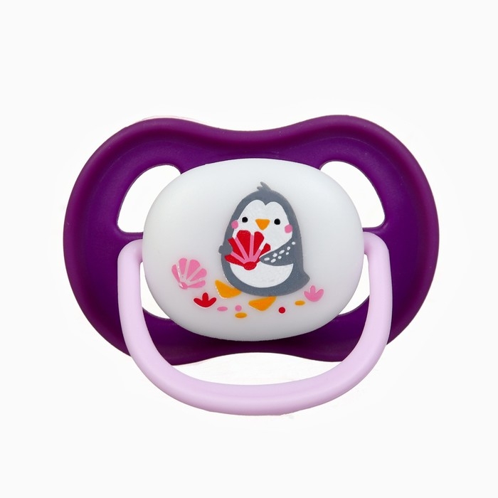 Соска - пустышка анатомическая «Пингвинчик», +6 мес., цвет фиолетовый Соска - пустышка анатомическая «Пингвинчик», +6 мес., цвет фиолетовый
