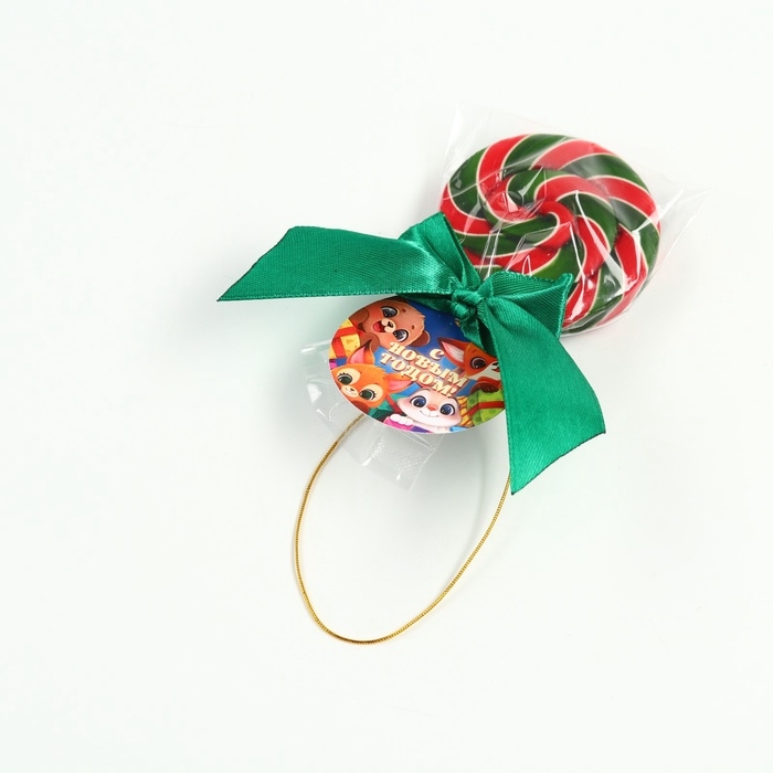 Леденец ёлочная игрушка диск "С новым годом" вкус вишня 30 г