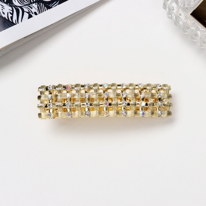 Заколка-автомат Заколка-автомат "Флоранс" прямой, 8 см, золото