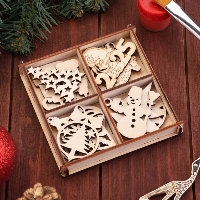 Новый год. Набор заготовок для творчества символ года Новый год. Набор заготовок для творчества символ года "Новогодние украшения 2025",12 шт,4,5 х 4,5см