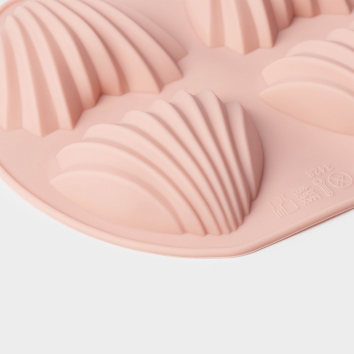 Форма для шоколада Доляна «Ракушки», 14,5×12,5×2 см, 4 ячейки (6×4,8 см), цвет МИКС