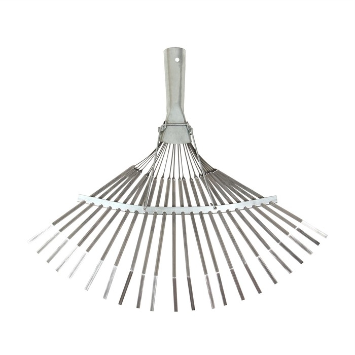 Грабли веерные, пластинчатые, 22 зубца, оцинкованная сталь, тулейка 30 мм, без черенка Грабли веерные, пластинчатые, 22 зубца, оцинкованная сталь, тулейка 30 мм, без черенка