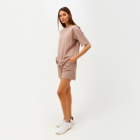 Костюм женский (футболка, шорты) MINAKU: Casual collection цвет бежевый, размер 48