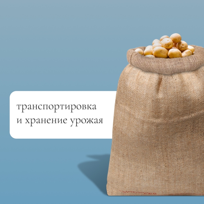 Мешок джутовый, 50 × 69 см, плотность 260 г/м², плетение 46 × 34 нити, с завязками