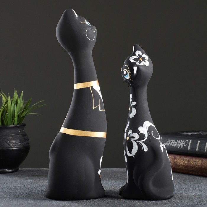 Фигура Фигура "Love Коты" набор 2шт черные 7х9х24см