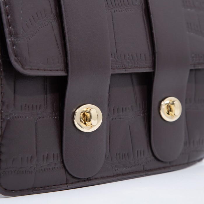 Сумка-мессенджер на клапане, длинный ремень, цвет тёмно-коричневый Сумка-мессенджер на клапане, длинный ремень, цвет тёмно-коричневый