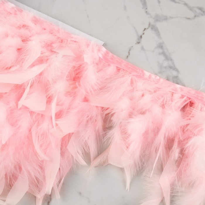 Тесьма с перьями индюка, 13-17 см, 5 ± 0,5 м, цвет розовый Тесьма с перьями индюка, 13-17 см, 5 ± 0,5 м, цвет розовый