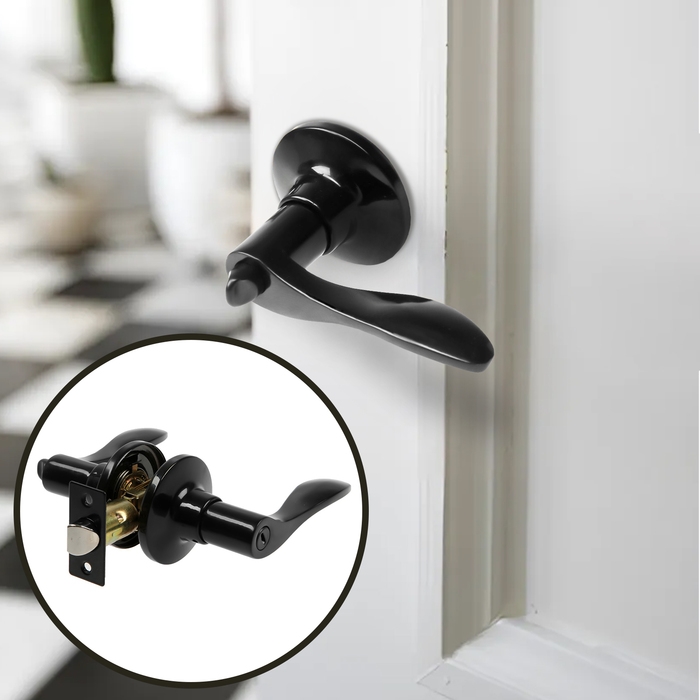 Защелка (мод.3187), межкомнатная, фиксатор, цвет глянцевый черный Защелка (мод.3187), межкомнатная, фиксатор, цвет глянцевый черный