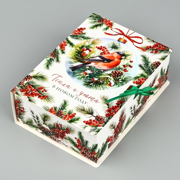 Складная новогодняя коробка-книга «Снегири», 21 х 15 х 7 см, Новый год Складная новогодняя коробка-книга «Снегири», 21 х 15 х 7 см, Новый год