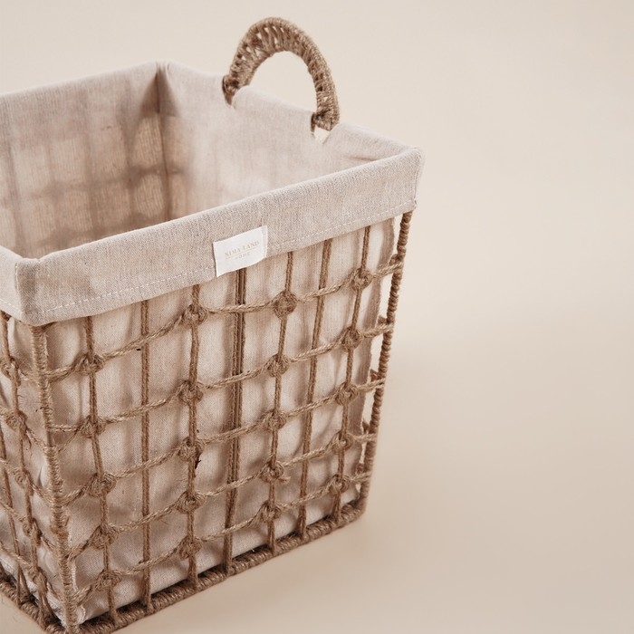 Корзина для хранения SL Home, ручное плетение, с ручками, квадратная, джут, 33&times;33&times;36 см