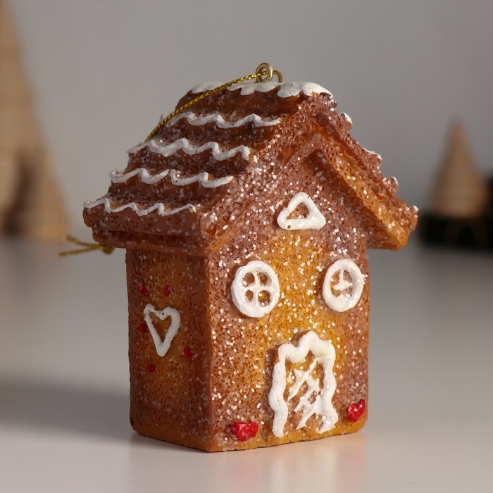 Сувенир полистоун подвеска  Сувенир полистоун подвеска "Пряничный домик с белой глазурью" 4,5х7х8 см