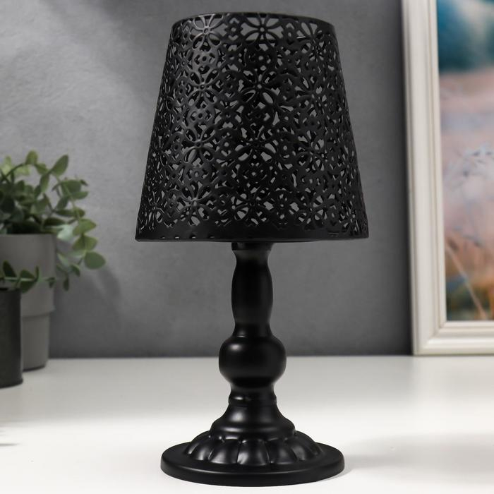 Подсвечник металл на 1 свечу "Абажур с цветами" чёрный 23х11х11 см