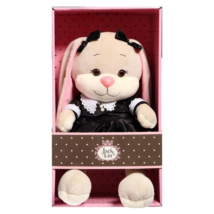 Мягкая игрушка «Зайка Лин», в модном чёрном платье с белым воротничком», 25 см Мягкая игрушка «Зайка Лин», в модном чёрном платье с белым воротничком», 25 см