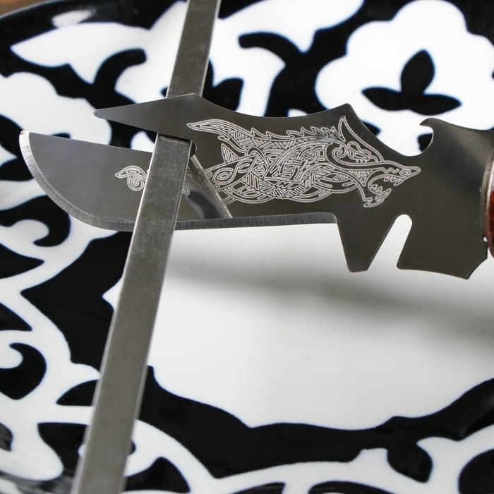 Набор с шампурами подарочный  Набор с шампурами подарочный "Шафран", 10 предметов, шампуры 50см