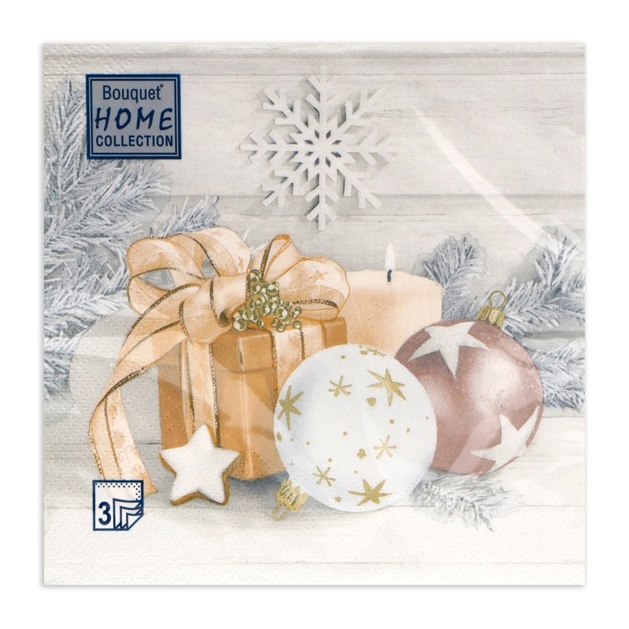 Новогодние салфетки бумажные Home Collection «Праздничный натюрморт, золото», 3 слоя, 33х33 см, 20 шт Новогодние салфетки бумажные Home Collection «Праздничный натюрморт, золото», 3 слоя, 33х33 см, 20 шт