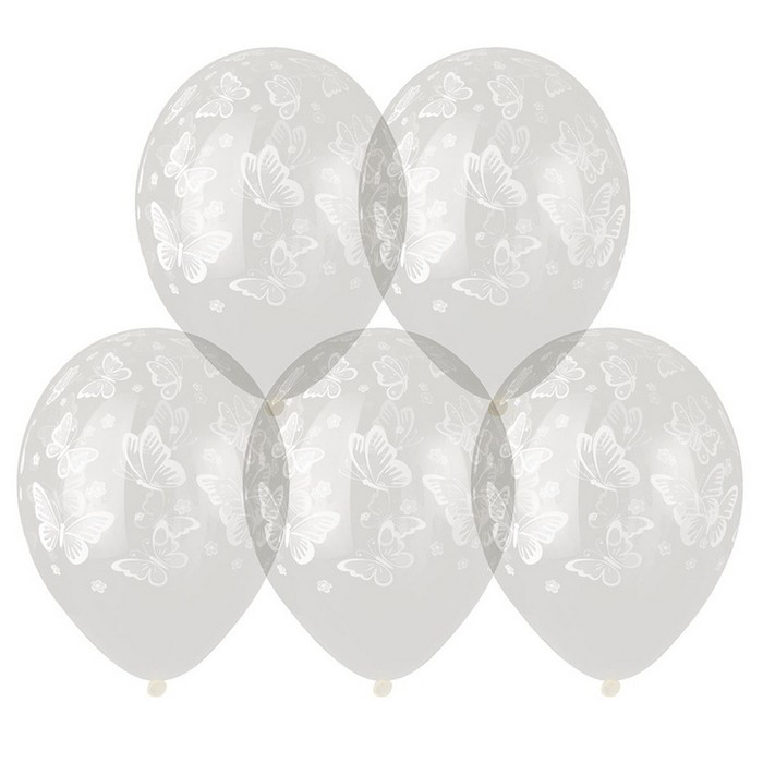 Шар латексный 14 Шар латексный 14" «Бабочки», набор 25 шт., прозрачный