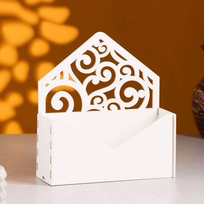 Кашпо деревянное 18×6×20 см Конверт Радель  Кашпо деревянное 18×6×20 см Конверт Радель "Дуновение", белый Дарим Красиво