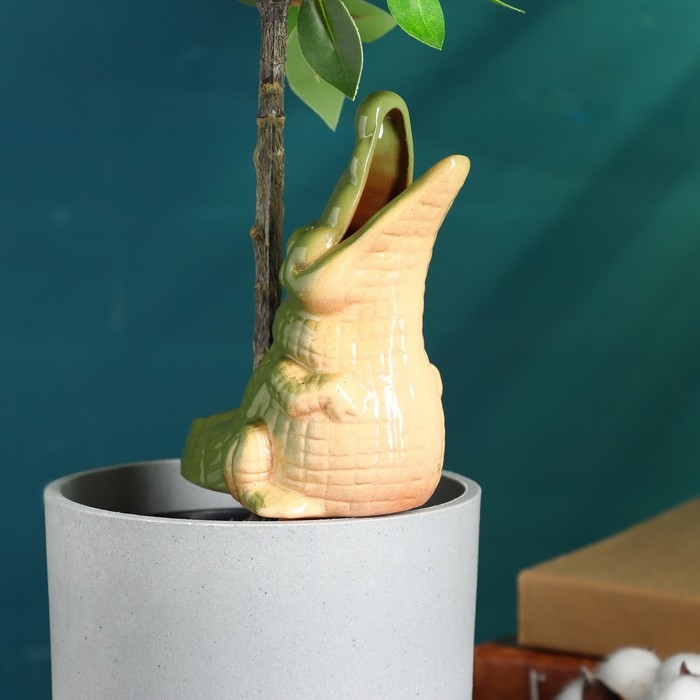 Ороситель  Ороситель "Крокодил" для комнатных и садовых растений Кунгурская керамика, 0.2л, 19см, зелёный 77706