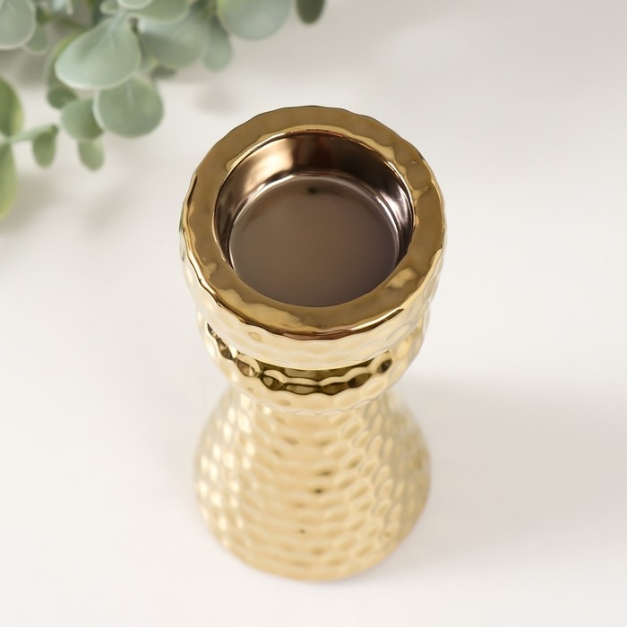Подсвечник керамика на 1 свечу Подсвечник керамика на 1 свечу "Терра" d=3,5 см золото 6х6х14,7 см