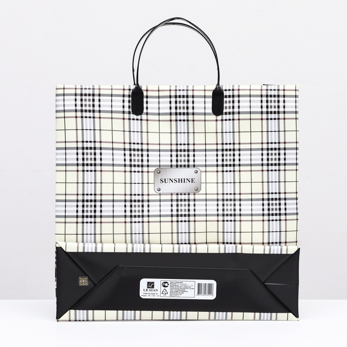 Пакет  Пакет "Серый в клетку", мягкий пластик, 29 x 30 см, 100 мкм