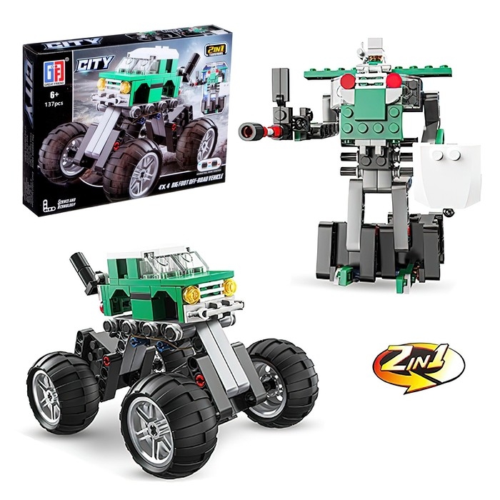 Конструктор инерционный «Внедорожник», 2 варианта сборки, 137 деталей Конструктор инерционный «Внедорожник», 2 варианта сборки, 137 деталей