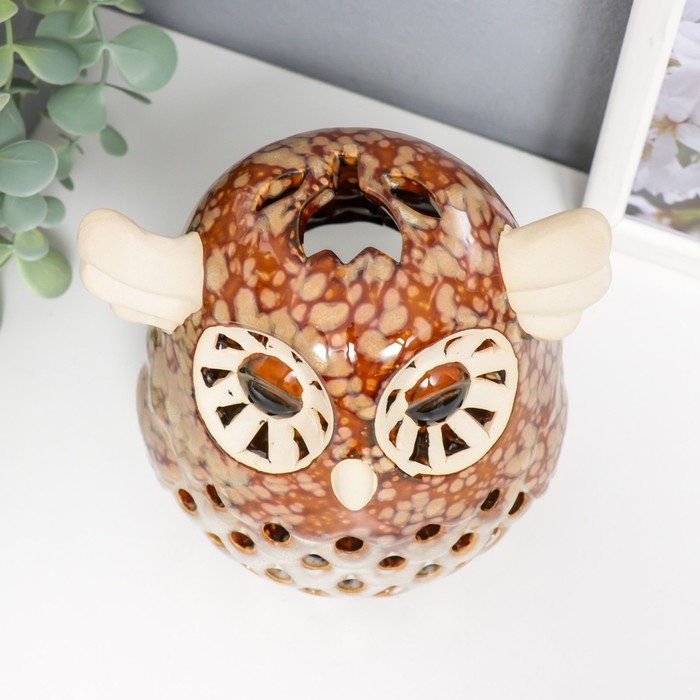 Подсвечник керамика на 1 свечу "Лесной филин" 15х12х12 см