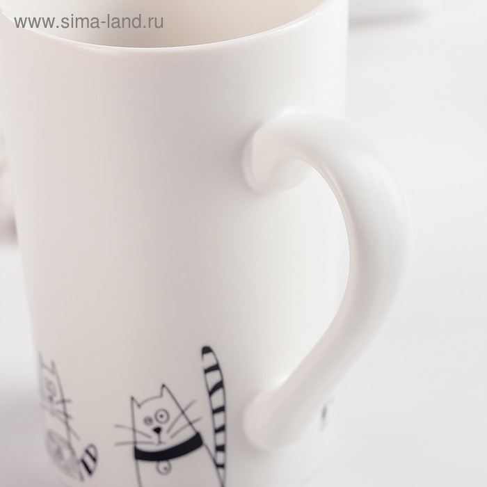 Кружка фарфоровая Доляна «День кота», 380 мл, цвет белый Кружка фарфоровая Доляна «День кота», 380 мл, цвет белый