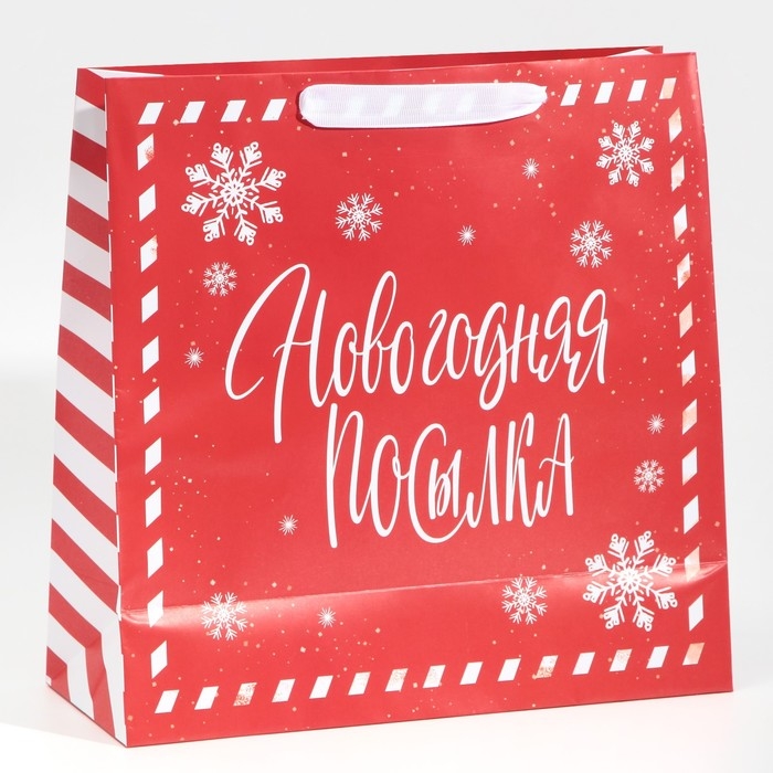 Пакет подарочный новогодний ламинированный квадратный «Новогодняя посылка», 30 х 30 х 12 см, Новый год Пакет подарочный новогодний ламинированный квадратный «Новогодняя посылка», 30 х 30 х 12 см, Новый год