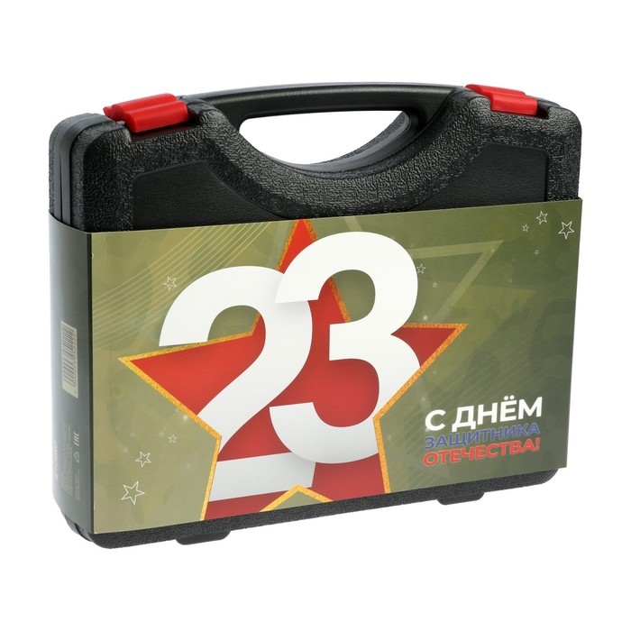 Набор инструментов в кейсе ТУНДРА Набор инструментов в кейсе ТУНДРА "23 ФЕВРАЛЯ", в подарочной упаковке, 11 предметов