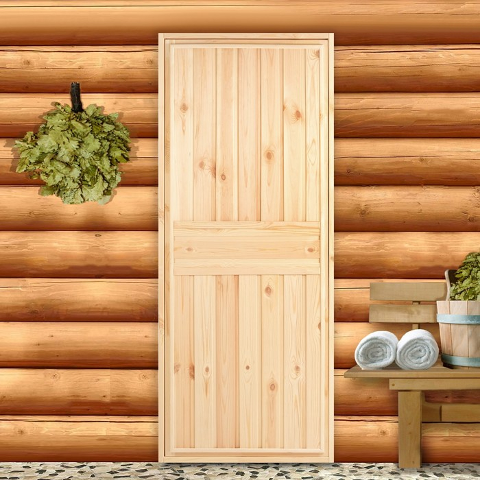 Дверь для бани и сауны ХВОЯ 170х70 см Дверь для бани и сауны ХВОЯ 170х70 см