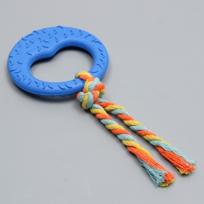 Игрушка жевательная с канатом Игрушка жевательная с канатом "Гиря", синяя