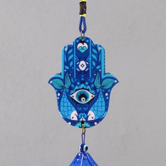 Музыка ветра металл от сглаза Музыка ветра металл от сглаза "Рука Фатимы" 3 колокольчика 45 см