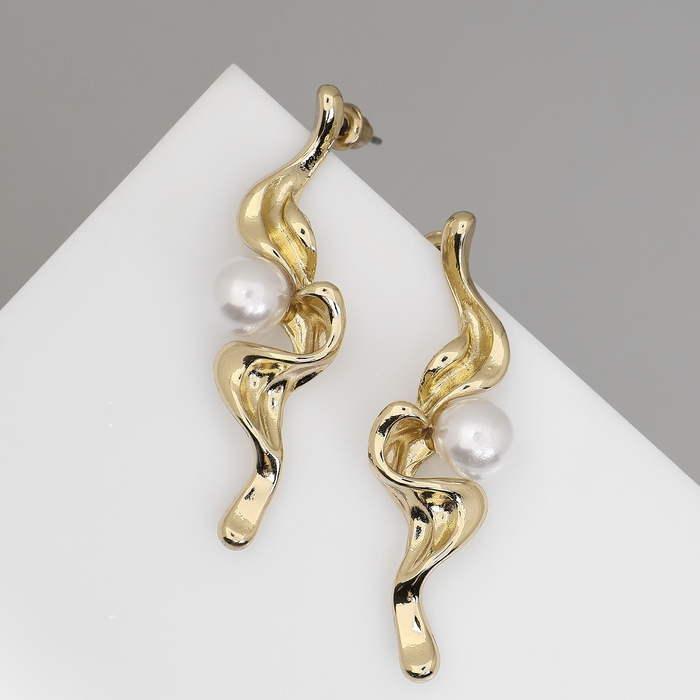 Серьги с жемчугом «Бусина» сосуд, цвет золото Серьги с жемчугом «Бусина» сосуд, цвет золото