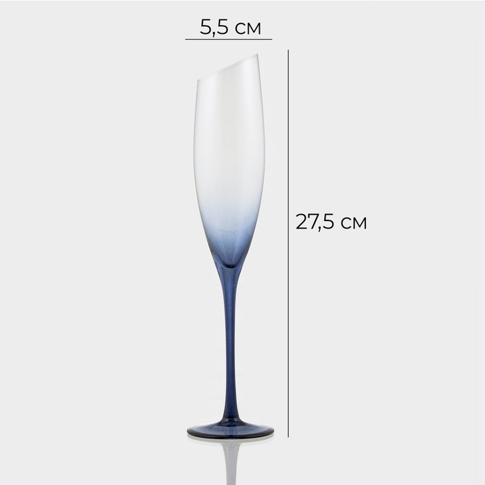 Бокал для шампанского стеклянный Magistro «Иллюзия», 160 мл, 5,5×27,5 см, на синей ножке Бокал для шампанского стеклянный Magistro «Иллюзия», 160 мл, 5,5×27,5 см, на синей ножке