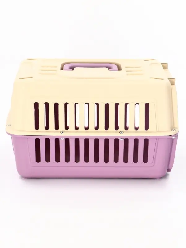 Переноска для животных, 44&times;31&times;27 см, пластик, бежевая, лавандовая